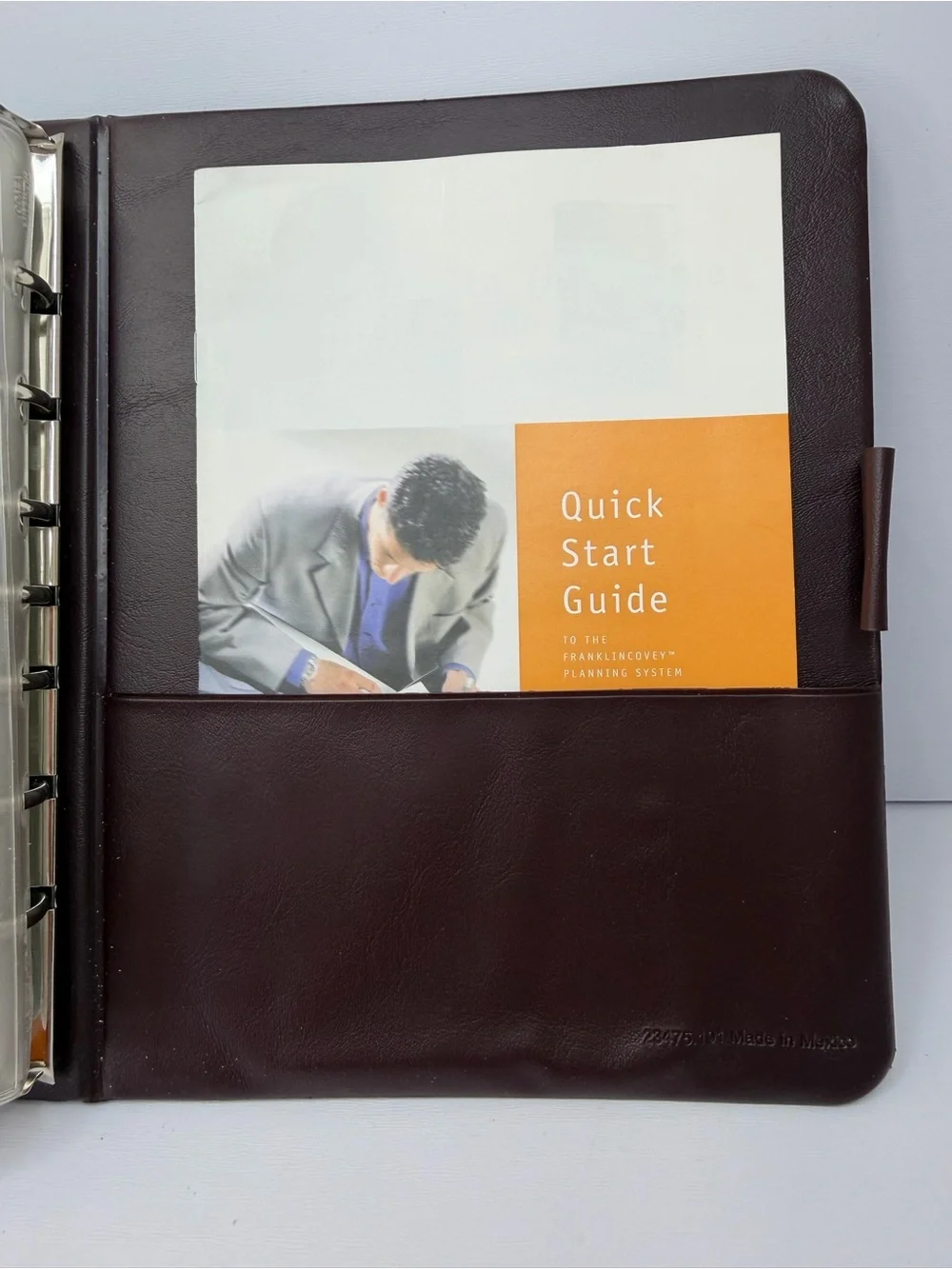 Franklin Covey Classic 7 Ring Leather Planner Binder Brown Year 2001 Organizer